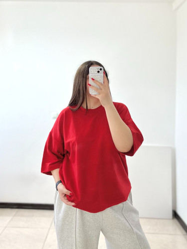تیشرت باکسی مچینست قرمز🌶️
