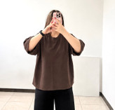 تیشرت باکسی مچینست قهوه ای🤎